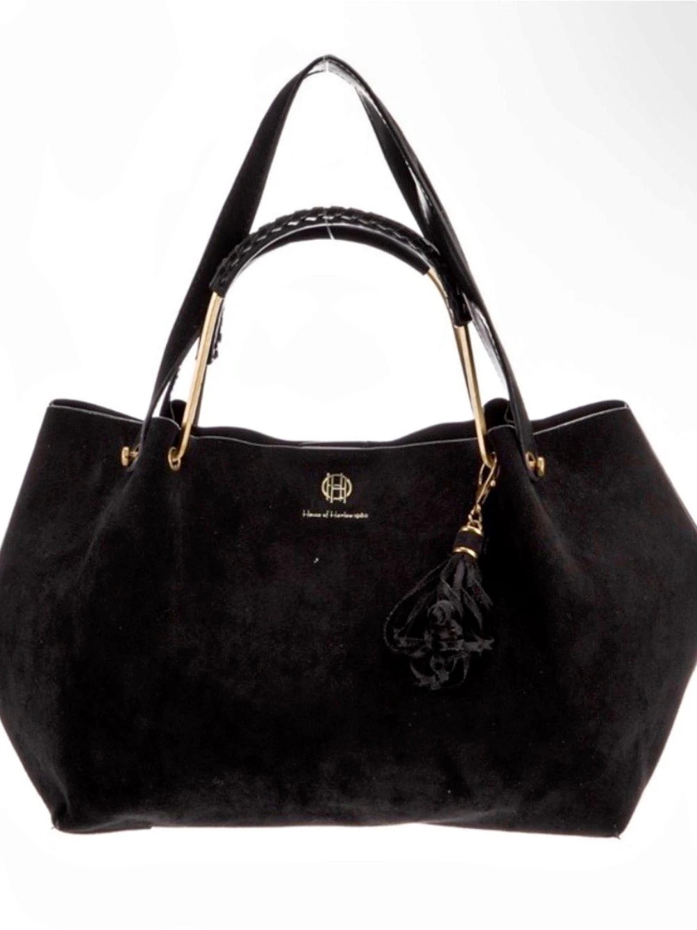 House of Harlow 1960 Luxe Satchel Hobo Black Tote